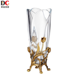 蒂高美居 欧式玻璃镶铜创意插花花瓶饰品现代装饰摆件台面花器