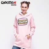 COOLMAX/潮流指标新品女装汉堡修身显瘦带帽套头休闲卫衣外套 潮