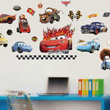 可移除幼儿园教室儿童房男孩卧室床头背景装饰贴画 卡通汽车墙贴