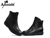 艾曼达专柜正品15年秋款里外全牛皮平底舒适女矮单靴8567-517