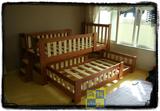 日式韩式原木实木带护栏单人床儿童床定做多功能带拖床实木床家具