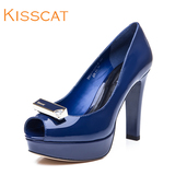 KISSCAT接吻猫鱼嘴高跟女鞋性感晚宴单鞋水钻鞋D55121-02KA-W