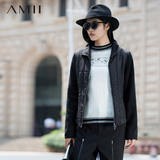 Amii冬季常规高领外套修身大码拉链新款长袖纯色女装棉服冬装棉衣