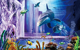动物画海底世界鱼海报风景画可作鱼缸背景贴画可爱鱼装饰画F002C
