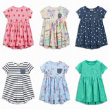 英国NEXT童装代购 女童新款草莓米色卡通蓝色花朵蓝白条纹长上衣