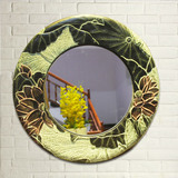 仿古洗手间壁挂圆镜树脂复古创意浴室卫生间镜新中式古典镜子镜框