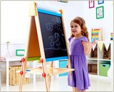 德国Hape儿童玩具3岁宝宝磁性木质画板写字板升降支架式小黑板