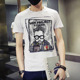 男孩很忙夏季韩版短袖T恤男式个性人物印花圆领男装青少年潮体恤