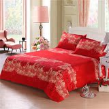 品床单被单单件大红床单结婚床品暖园纯棉磨毛床单单件 婚庆床