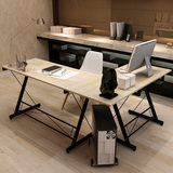 转角电脑桌台式现代简约钢木书桌L型双人办公桌宜家家用拐角桌子