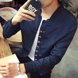 秋季新款韩版男潮流长袖外套圆领时尚字母休闲夹克男装修身上衣潮