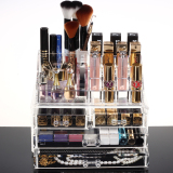 特价包邮透明化妆品收纳盒 抽屉组合式化妆品盒 塑料桌面收纳盒