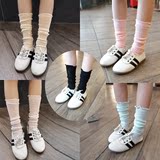 MIKA童装 2016春夏装新款女童网眼花边儿童纯色中筒袜堆堆袜