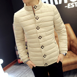 2016冬季新款韩版修身男士羽绒棉衣加厚立领棉服时尚潮流青年外套