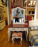 C01美式乡村地中海象牙白双色纯全实木梳妆台1M一米长柏木化妆桌