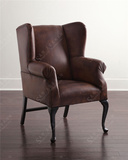 法式高端定制家具美式欧式新古典环保PU皮单人拉扣休闲椅沙发椅
