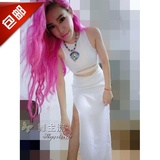 2015新款DS演出服夜店女DJ歌手舞台装大气性感露脐高开叉长裙