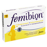 【直邮】德国代购Femibion孕妇叶酸1段(800ug 60粒)孕前-怀孕12周