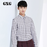 GXG男装男士 衬衣格子衬衫春秋新款韩版修身时尚衬衫53103203