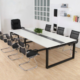 现代简约长方形洽谈桌办公桌家具大气会议台钢木大型会议桌椅