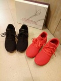 2016秋季运动针织鞋亲子款气垫透气跑步鞋中国红女鞋橡胶鞋底舒适