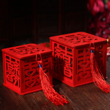 结婚木质喜糖盒中国风创意个性婚礼高档镂空糖果礼盒喜糖盒子批发