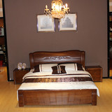 全实木床 榆木床 1.8米双人床 厚重款 榆木床高箱储物 气压床婚床