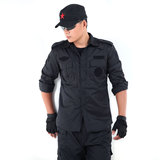盾郎户外CS军迷套装 长袖黑色保安作训服迷彩服工作服套装男夏季