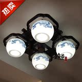 中式古典陶瓷灯具别墅酒店茶楼卧室餐厅书房青花圆球LED吸顶灯