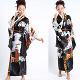 女式日本和服 女款正装和服 舞台装 仙女 黑色 日式浴衣浴袍