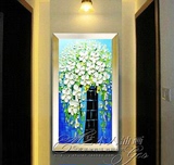 大芬手绘油画现代客厅装饰画玄关壁挂画走廊无框画单幅厚油刀花
