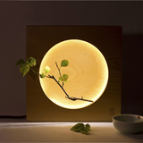 【意外】满月 装饰台灯 实木简约LED小夜灯 床头灯 创意 自然风格