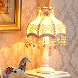 韩式台灯卧室床头灯简约现代宫廷皇冠公主蕾丝婚房温馨可调节台灯