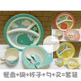 美国日本婴儿童碗分割餐盘学饮杯宝宝叉勺辅食环保碗餐具套装礼盒