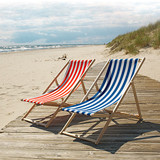 海景沙滩摄影道具红蓝条纹休闲沙滩椅新款婚纱照道具外景拍照道具