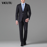 VICUTU/威可多男士商务西装套装上衣一粒扣黑色西服男VSM12311848