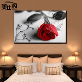 沙发背景墙装饰画 现代简约无框画 单幅 卧室床头挂画 壁画玫瑰花