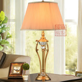 纯铜台灯美式奢华水晶铜灯 欧式复古客厅书房卧室床头装饰台灯