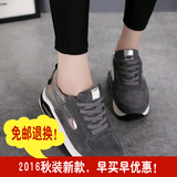 秋装新款运动女鞋韩版品牌舒适甜美内增高平底坡跟真皮女鞋学生鞋