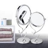圆形北欧宜家镜子台式双面放大不锈钢欧式美容风格创意特价化妆镜