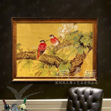 新古典手绘油画中式花鸟GB50酒店会所有框画欧式客厅餐厅玄关装饰