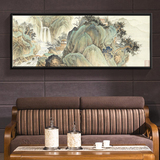 新中式现代客厅红木家具沙发背景配装饰画别墅卧室床头山水装饰画