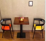 美式LOFT复古咖啡桌卡座餐厅餐饮桌椅实木铁艺餐桌椅组合特价