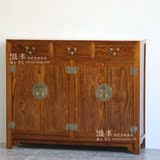 现代新中式实木餐边柜储物柜复古典花梨木色玄关柜装饰客厅鞋柜子