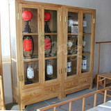 新中式老榆木展示柜免漆家具精品展柜陈列柜玻璃展柜饰品