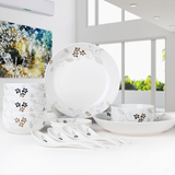 陶瓷餐具套装 中式家用12头瓷器韩式饭碗菜盘子碟勺 创意乔迁礼品