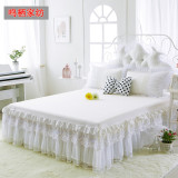 韩式纯色全棉蕾丝床裙单件床罩式床单1.5/1.8/2白色粉色床品包邮