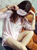 MALI2016夏新款定制面料童趣粉红豹粉色舒适休闲条纹睡衣套装女潮