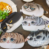 韩国可爱卡通猫咪原宿印花学生女复古日系收纳包化妆包零钱包小包