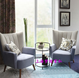 美式乡村布艺单人沙发椅卧室休闲椅欧式客厅会所软包单人椅子定制
